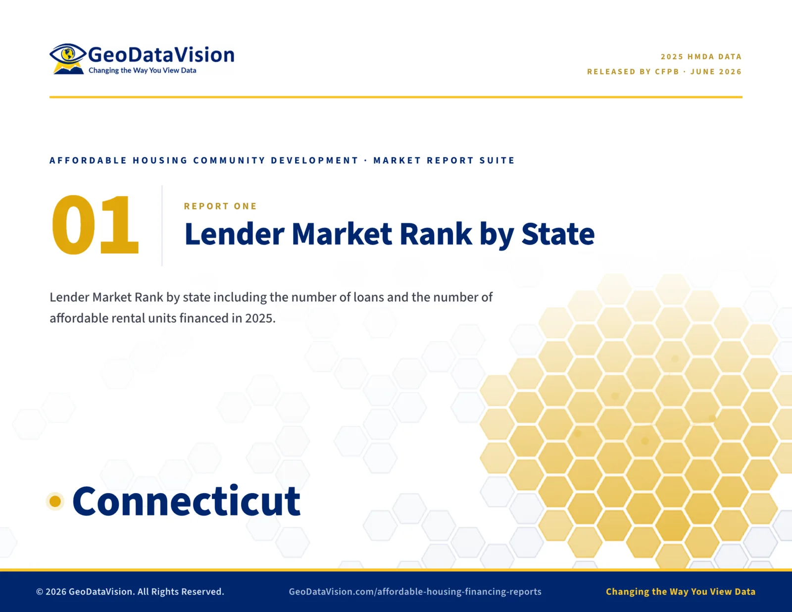 Cover: Report 01, Lender Market Rank by State.